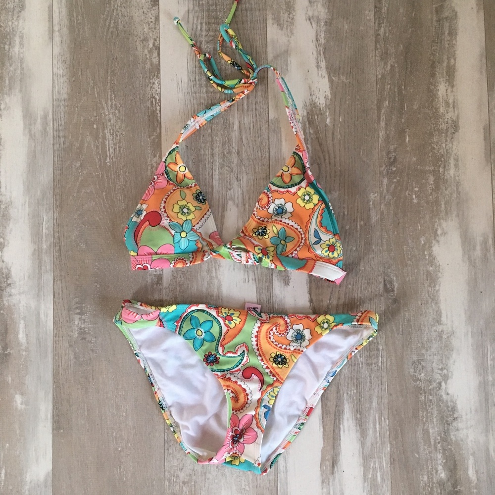 WATERFRONT SURF PINK FLORAL TWO PIECE M